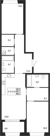 Купить двухкомнатную квартиру в ЖК ЛДМ в Санкт-Петербурге. Вариант № 6851535, 0, площадь -  квм, цена 52495422 рублей