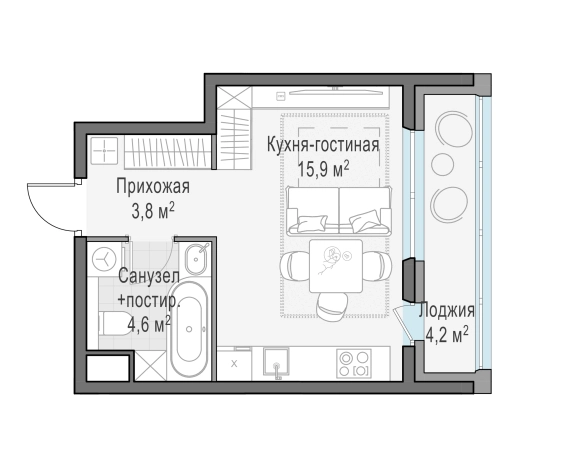 Купить Студию на улице Маковского в Одинцове. Вариант № 134398, 0, площадь -  квм, цена 9910000 рублей