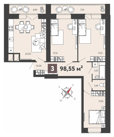 Купить квартиру в новостройках в районе Ленинский в Пензе. Вариант № 10260195, 0, площадь -  квм, цена 8848740 рублей