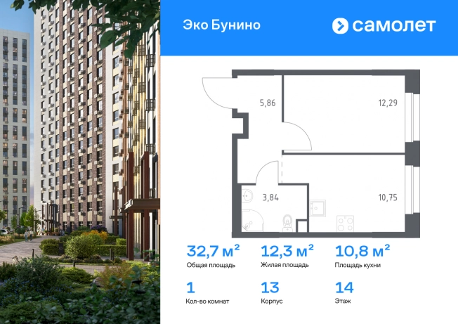 Купить однокомнатную квартиру у метро Новомосковская в Москве. Вариант № 2673711, 0, площадь -  квм, цена 10753178 рублей
