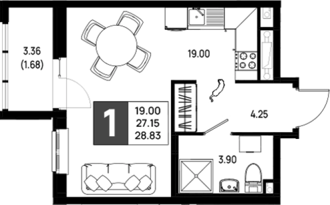 Купить квартиру в ЖК Имена в Ленинградской области. Вариант № 6641795, 0, площадь -  квм, цена 4065030 рублей