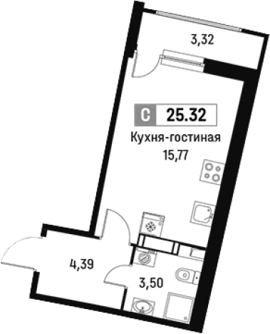 Купить Студию у метро Девяткино в Мурине. Вариант № 6213340, 0, площадь -  квм, цена 4698658 рублей