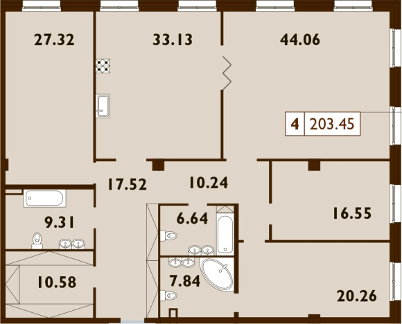 Купить пятикомнатную квартиру в Санкт-Петербурге. Вариант № 75749, 0, площадь -  квм, цена 113486640 рублей