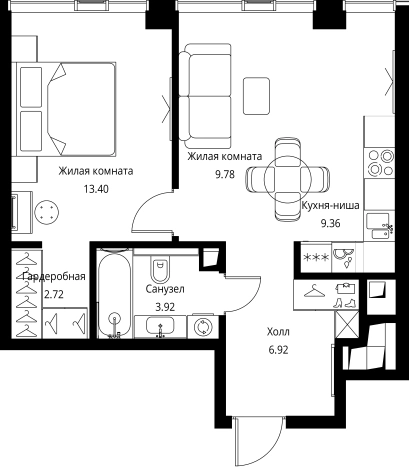 Купить однокомнатную квартиру у метро Мякинино в Москве. Вариант № 363712, 0, площадь -  квм, цена 22142983 рублей