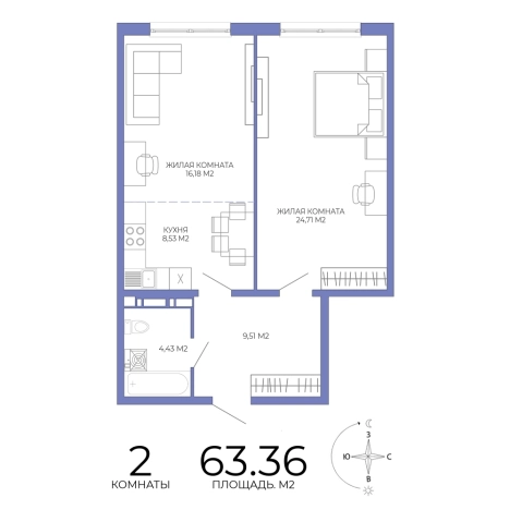 Купить двухкомнатную квартиру на улице Побочинская в Пензе. Вариант № 127887, 0, площадь - квм, цена 5512320 рублей