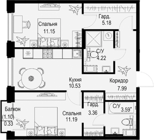 Купить двухкомнатную квартиру в новостройках в районе Петроградский в Санкт-Петербурге. Вариант № 4829534, 0, площадь -  квм, цена 31647000 рублей
