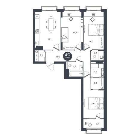 Купить четырехкомнатную квартиру на улице Авиастроителей в Новосибирске. Вариант № 9934490, 0, площадь -  квм, цена 13804000 рублей