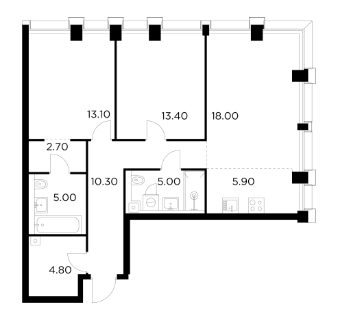 Купить трехкомнатную квартиру у метро Балтийская в Москве. Вариант № 9104280, 1, площадь -  квм, цена 36522400 рублей