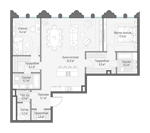 Купить трехкомнатную квартиру у метро Фрунзенская в Москве. Вариант № 169956, 0, площадь -  квм, цена 323180000 рублей