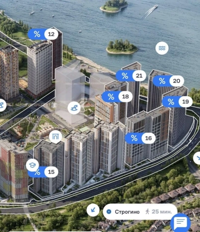 Купить однокомнатную квартиру в новостройках на улице Проектируемый проезд № 6415 в Москве. Вариант № 2072124, 2, площадь - квм, цена 9399000 рублей