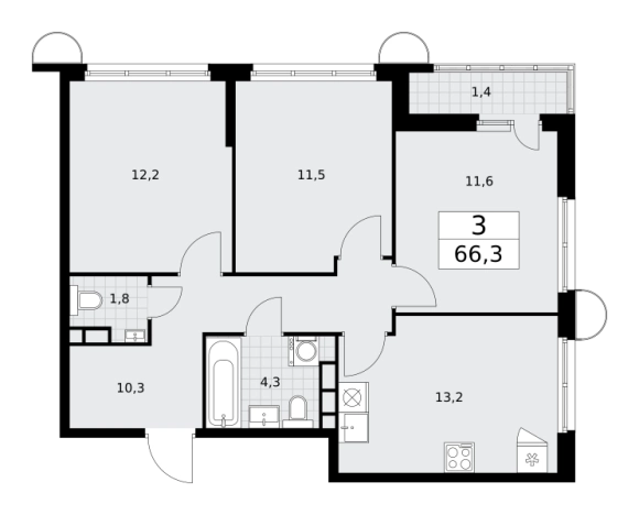 Купить трехкомнатную квартиру в новостройках в ЖК Родные кварталы в Москве. Вариант № 2206715, 0, площадь -  квм, цена 21438768 рублей