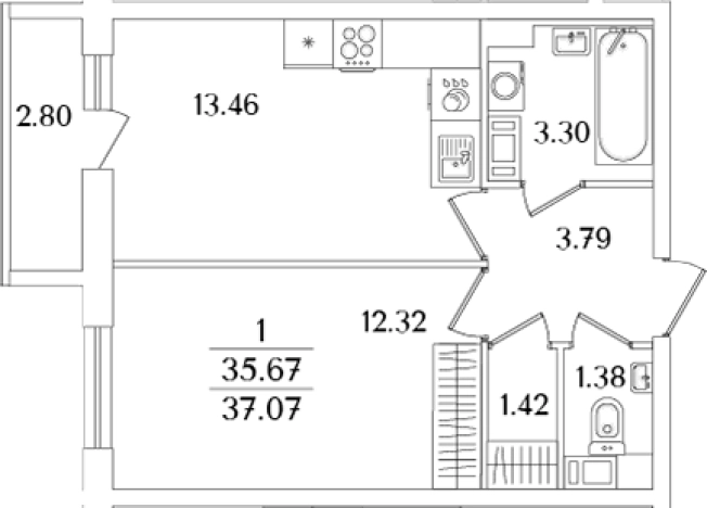 Купить двухкомнатную квартиру в новостройках у метро Проспект Ветеранов в Санкт-Петербурге. Вариант № 6713262, 0, площадь -  квм, цена 12928250 рублей