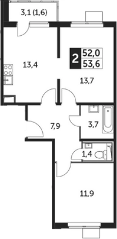 Купить двухкомнатную квартиру в новостройках в Видном. Вариант № 9837002, 0, площадь -  квм, цена 13746070 рублей