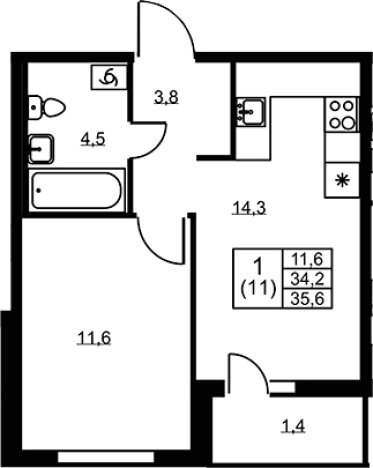 Купить однокомнатную квартиру в ЖК Ермак в Ленинградской области. Вариант № 6610084, 0, площадь -  квм, цена 4957800 рублей
