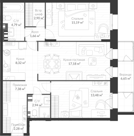 . Вариант № 6058883, 0, площадь - 75.05 квм, цена 20016500 рублей