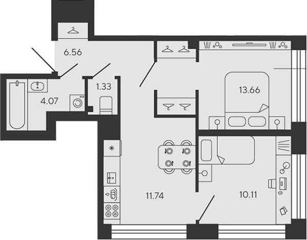 Купить двухкомнатную квартиру в ЖК BASHNI ELEMENT в Санкт-Петербурге. Вариант № 4162069, 0, площадь -  квм, цена 25541234 рублей