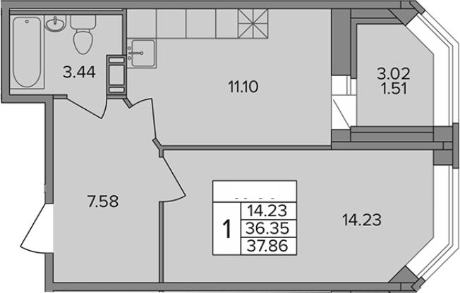 Купить однокомнатную квартиру в ЖК Капральский в Ленинградской области. Вариант № 6643535, 0, площадь -  квм, цена 6284760 рублей