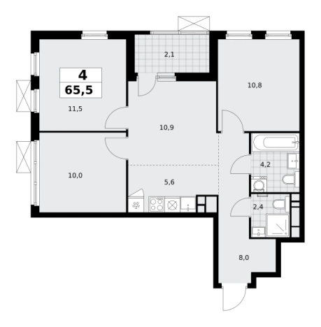 Купить четырехкомнатную квартиру у метро Потапово в Москве. Вариант № 1006744, 0, площадь -  квм, цена 21807570 рублей