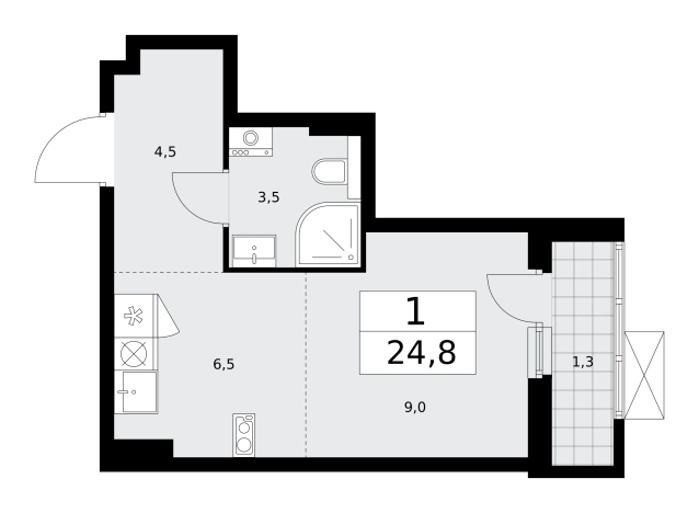 Купить однокомнатную квартиру в ЖК Бунинские кварталы в Москве. Вариант № 489894, 0, площадь -  квм, цена 10167008 рублей