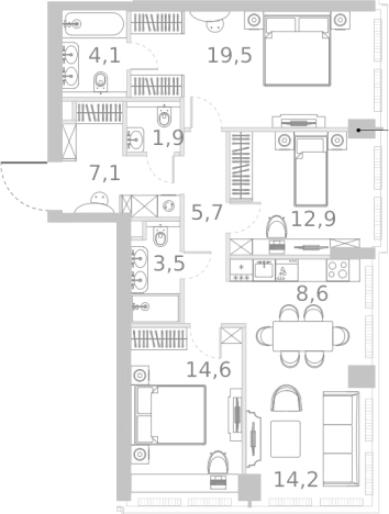 Купить квартиру на улице Кутузовский проезд в Москве. Вариант № 113424, 0, площадь - квм, цена 88942162.0000 рублей