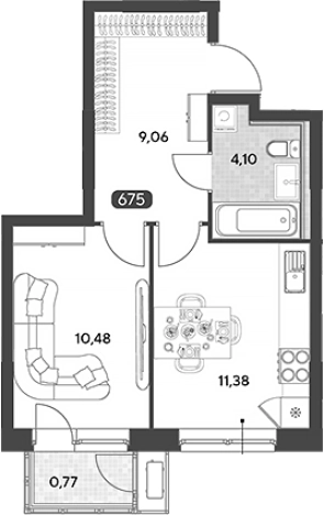 Купить однокомнатную квартиру на улице Центральная в Калужской области. Вариант № 120512, 0, площадь - квм, цена 4433665 рублей