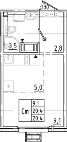Купить Студию в новостройках у метро Гражданский проспект в Санкт-Петербурге. Вариант № 8086038, 0, площадь -  квм, цена 3740136 рублей