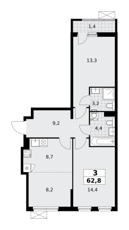 Купить квартиру у метро Потапово в Москве. Вариант № 100600, 0, площадь -  квм, цена 23672460 рублей