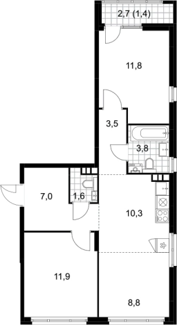 Купить квартиру у метро Новомосковская в Москве. Вариант № 91102, 0, площадь -  квм, цена 14522228 рублей