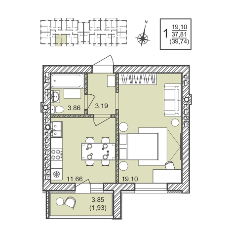 Купить однокомнатную квартиру в ЖК Александровский сад в Воронежской области. Вариант № 1166728, 0, площадь -  квм, цена 4967500 рублей