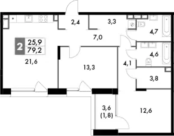 Купить трехкомнатную квартиру на улице Снежная в Москве. Вариант № 9622563, 0, площадь -  квм, цена 43382592 рублей