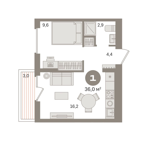 Купить однокомнатную квартиру в новостройках в Видном. Вариант № 8587591, 0, площадь -  квм, цена 7710000 рублей
