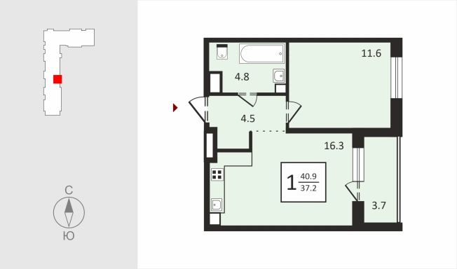 Купить однокомнатную квартиру в новостройках в ЖК Квартал Новаторов в Владимире. Вариант № 130570, 1, площадь -  квм, цена 4529800 рублей