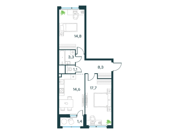 Купить двухкомнатную квартиру у метро Сходня в Химках. Вариант № 154991, 0, площадь -  квм, цена 30571806 рублей