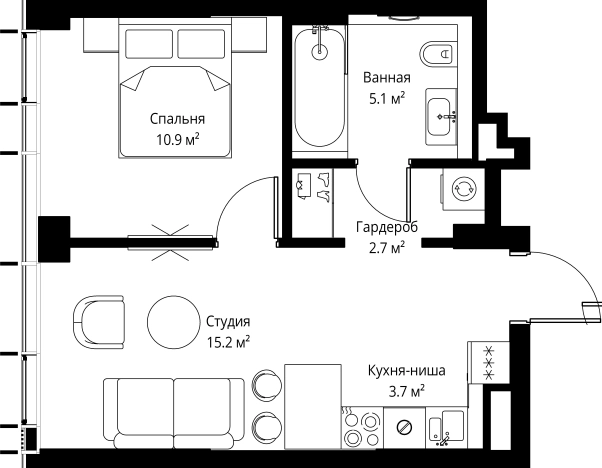 Купить однокомнатную квартиру в новостройках в районе Савёловский в Москве. Вариант № 141509, 0, площадь -  квм, цена 28952000 рублей