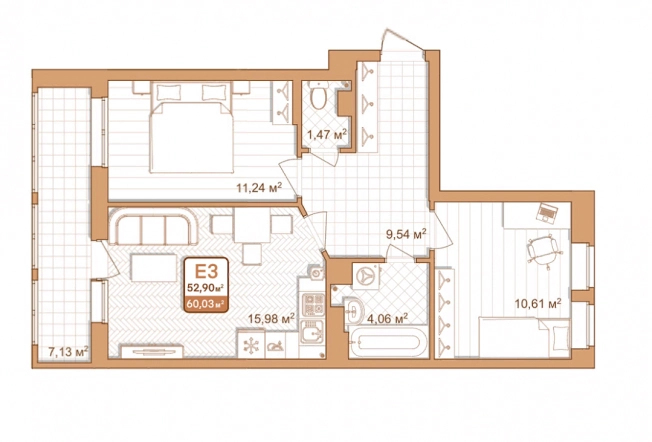 Купить квартиру в новостройках в Тульской области. Вариант № 79156, 0, площадь -  квм, цена 5102550 рублей