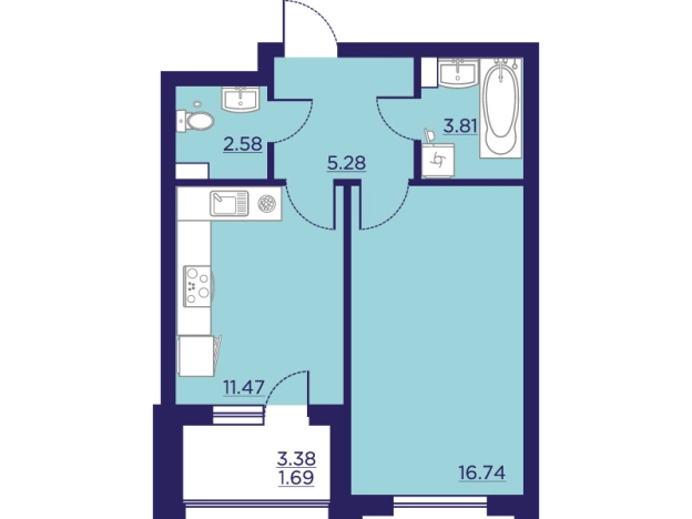 Купить однокомнатную квартиру в ЖК Городские Сады в Воронеже. Вариант № 102937, 0, площадь -  квм, цена 6318640 рублей