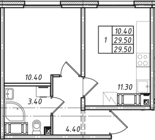 Купить однокомнатную квартиру в ЖК Ржевский парк в Ленинградской области. Вариант № 7600279, 0, площадь - квм, цена 5458454 рублей