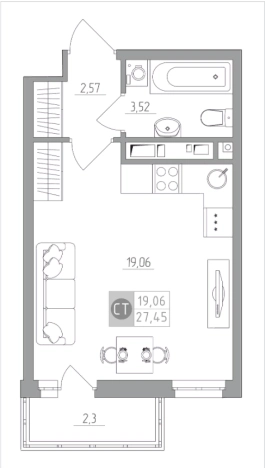 Купить однокомнатную квартиру в новостройках в ЖК Пряничная слобода в Туле. Вариант № 72929, 0, площадь -  квм, цена 3073577 рублей