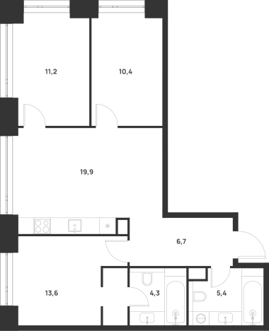 Купить трехкомнатную квартиру в ЮВАО в Москве. Вариант № 156531, 0, площадь -  квм, цена 35791550 рублей