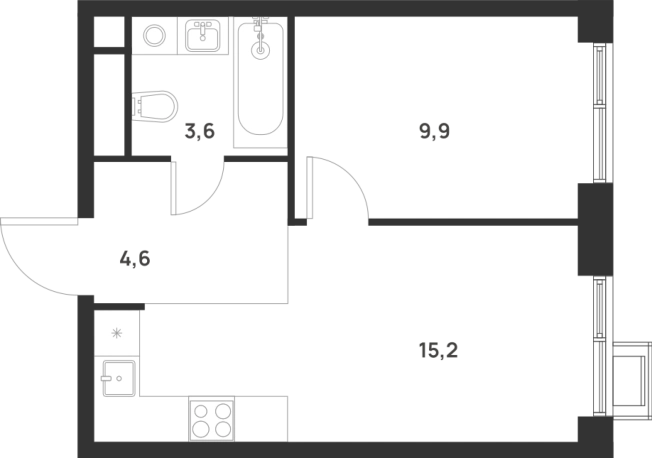 Купить однокомнатную квартиру в новостройках у метро Корниловская в Москве. Вариант № 10415185, 0, площадь -  квм, цена 14716319 рублей