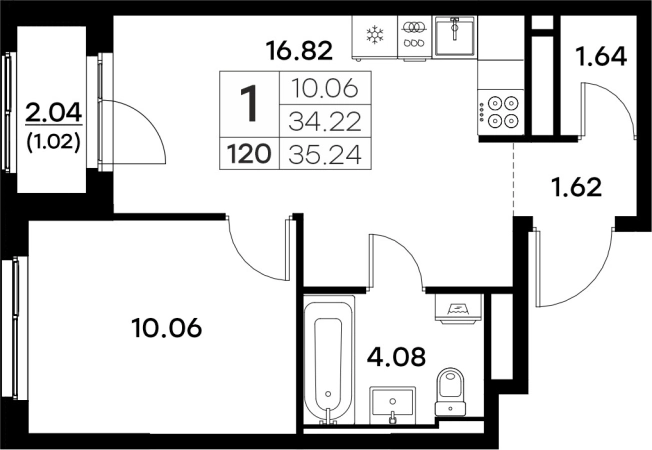 Купить однокомнатную квартиру в ЖК Glorax Октябрьский в Владимире. Вариант № 133891, 0, площадь -  квм, цена 5379999 рублей