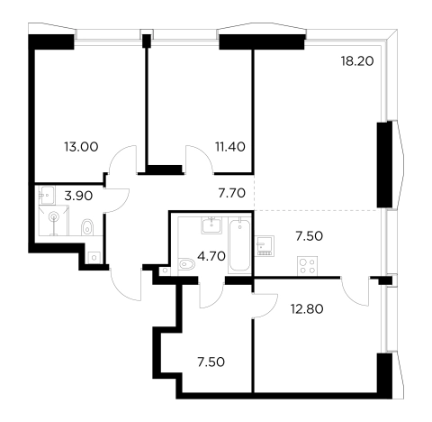 Купить многокомнатную квартиру на вторичке в районе Проспект Вернадского в Москве. Вариант № 9104478, 1, площадь -  квм, цена 44602300 рублей
