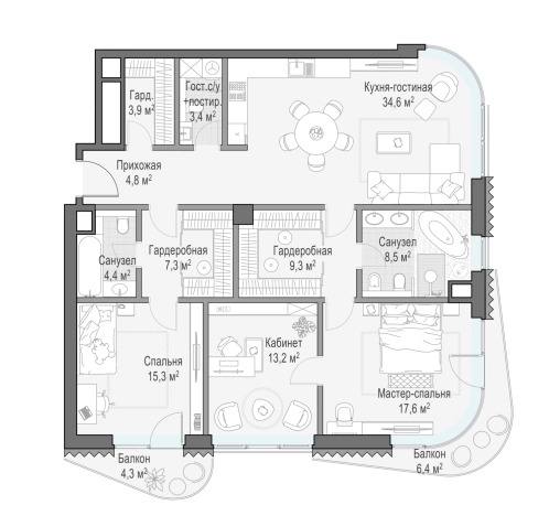 Купить квартиру на улице Пыжёвский переулок в Москве. Вариант № 65143, 0, площадь -  квм, цена 490340000 рублей