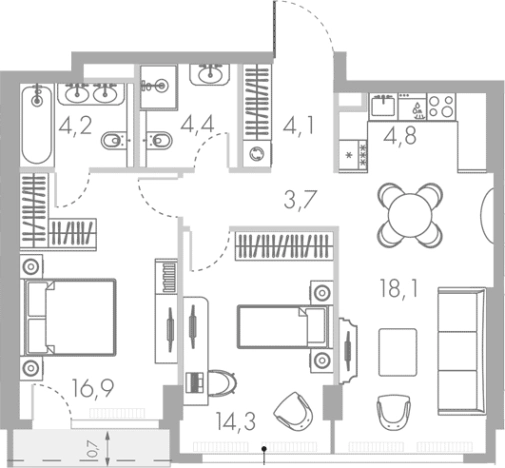 Купить трехкомнатную квартиру в ЖК River Park Towers Кутузовский в Москве. Вариант № 113406, 0, площадь -  квм, цена 51709272 рублей