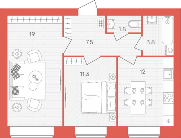 Купить двухкомнатную квартиру в ЖК Жилой комплекс "Кантри" в Пензенской области. Вариант № 88608, 0, площадь -  квм, цена 4709000 рублей