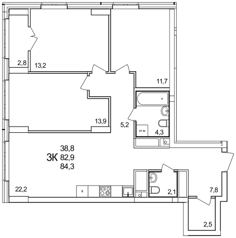 Купить трехкомнатную квартиру в ЖК Анкудиновский Парк в Нижегородской области. Вариант № 112767, 0, площадь -  квм, цена 11127600 рублей