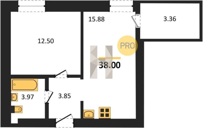 Купить однокомнатную квартиру в ЖК Богатыри в Удмуртской Республике. Вариант № 67641, 0, площадь -  квм, цена 2950000 рублей
