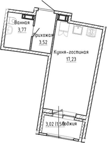 Купить Студию у метро Девяткино в Мурине. Вариант № 8928586, 0, площадь -  квм, цена 5442092 рублей