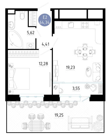 . Вариант № 151027, 0, площадь - 64.34 квм, цена 6129847 рублей