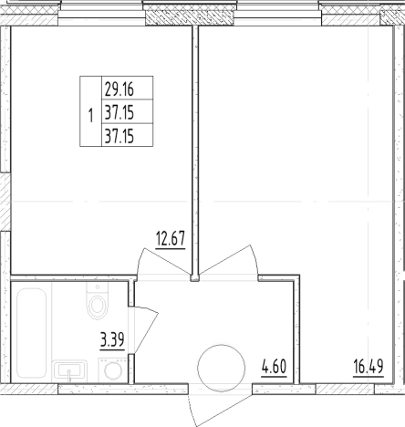 Купить однокомнатную квартиру на улице Коломяжский проспект в Санкт-Петербурге. Вариант № 6209836, 0, площадь -  квм, цена 8608955 рублей